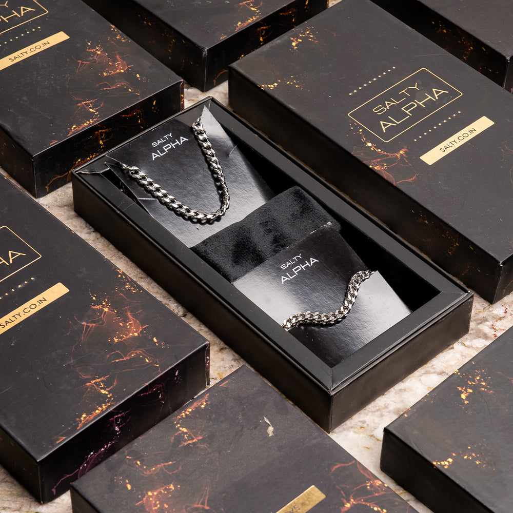 Classic Silver Chain with Braided Chain Bracelet Set