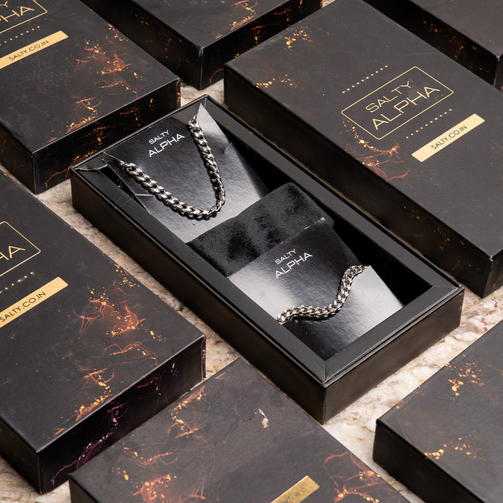 Classic Silver Chain with Braided Chain Bracelet Set