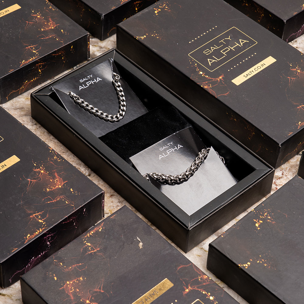 Classic Link Chain with Braided Link Bracelet Set