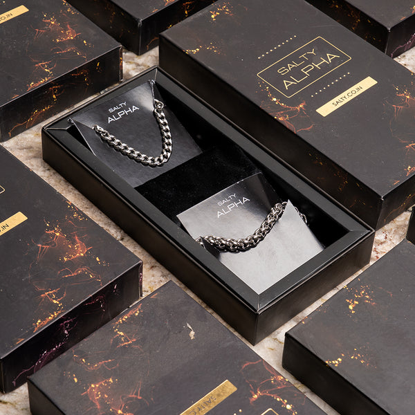 Classic Link Chain with Braided Link Bracelet Set