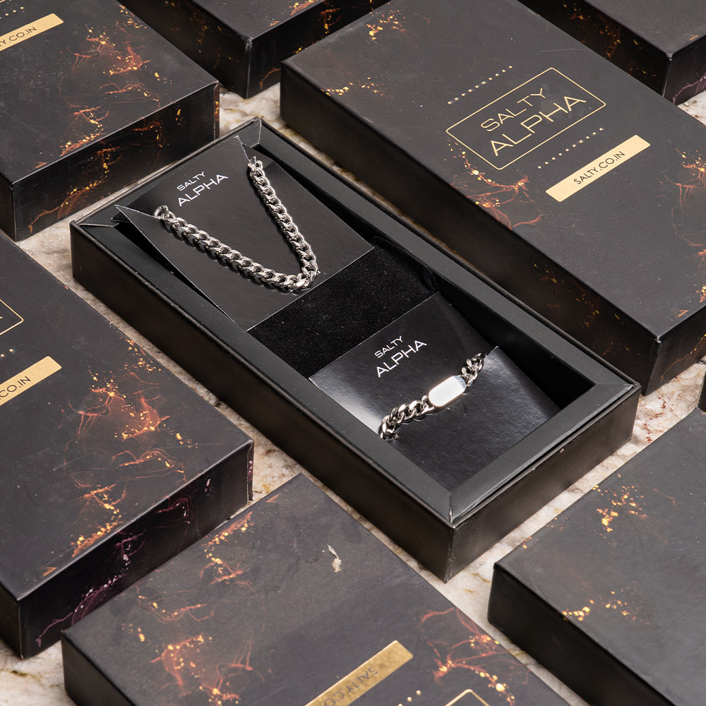 Classic Silver Chain with Vintage Voyager Bracelet Set