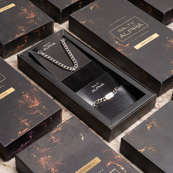 Classic Silver Chain with Vintage Voyager Bracelet Set