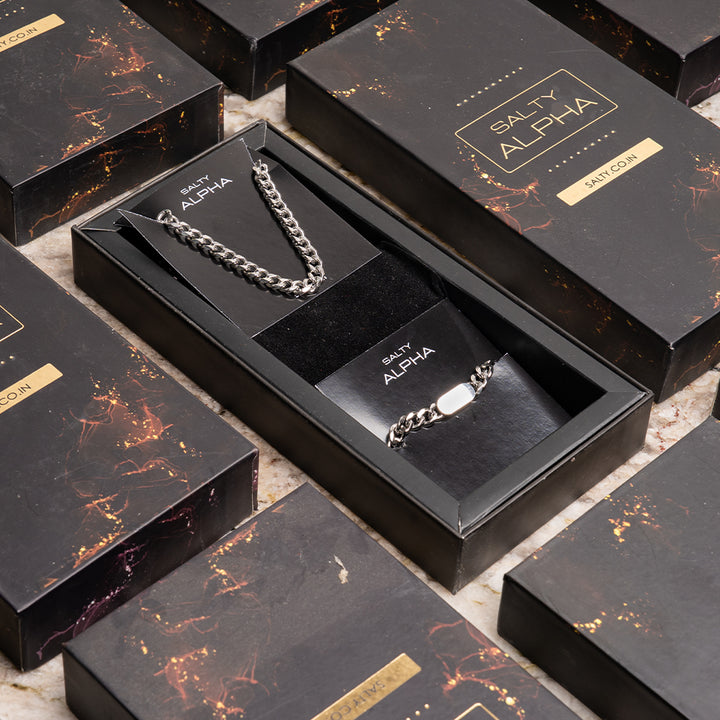 Classic Silver Chain with Vintage Voyager Bracelet Set