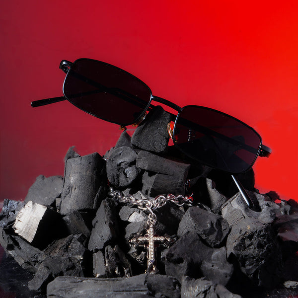 Urban Edge Rectangular Sunglasses & Necklace Combo