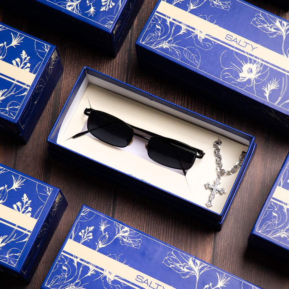 Urban Edge Rectangular Sunglasses & Necklace Combo | Salty