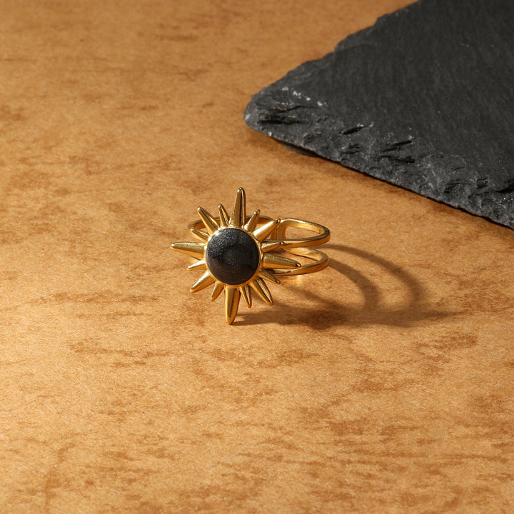 Sunburst Black Stone Ring