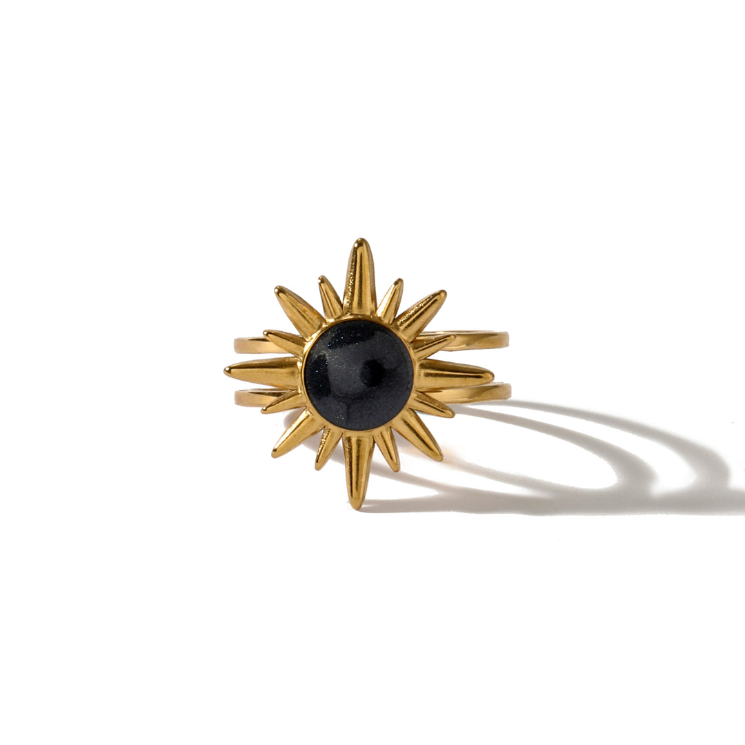 Sunburst Black Stone Ring