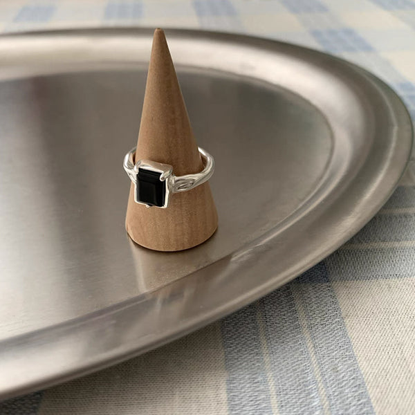 Gothic Square Black Stone Ring