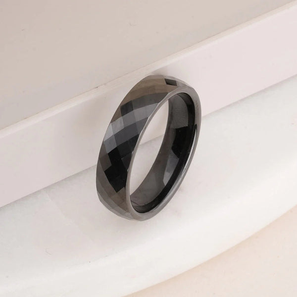 Obsidian Facet Ring