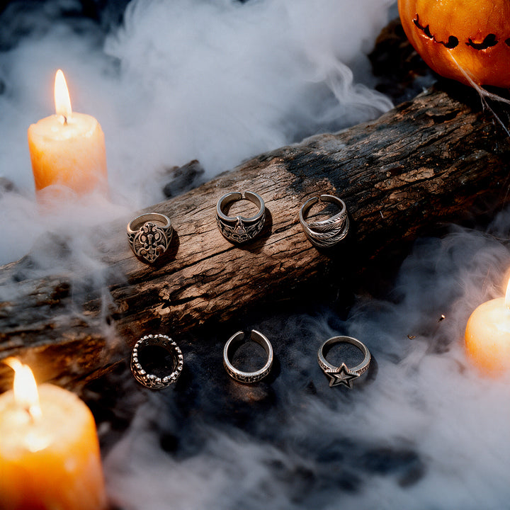 Set of 6 Gothic Rings