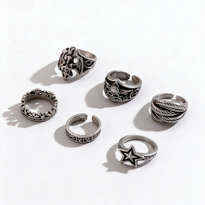 Set of 6 Gothic Rings