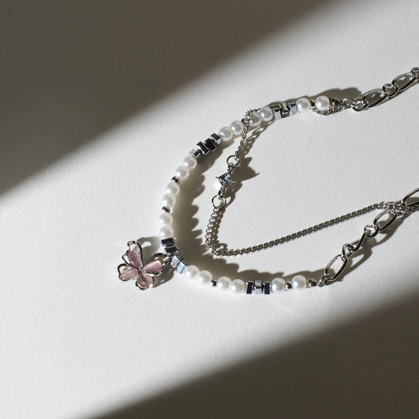 Male Monarch Charm Pearl Beaded Chain