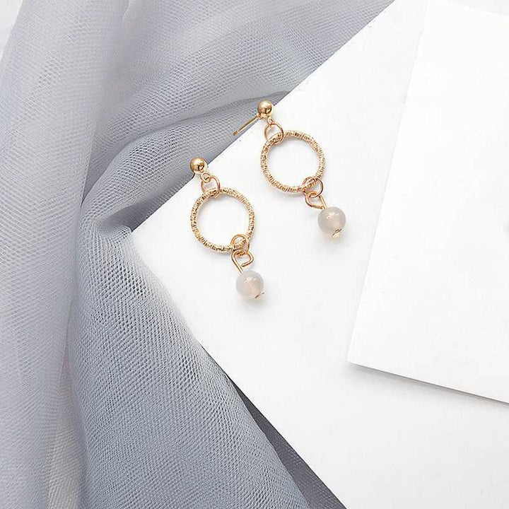 Margot Pearl Opal Crystal Round Drop Earrings - Salty Accessories