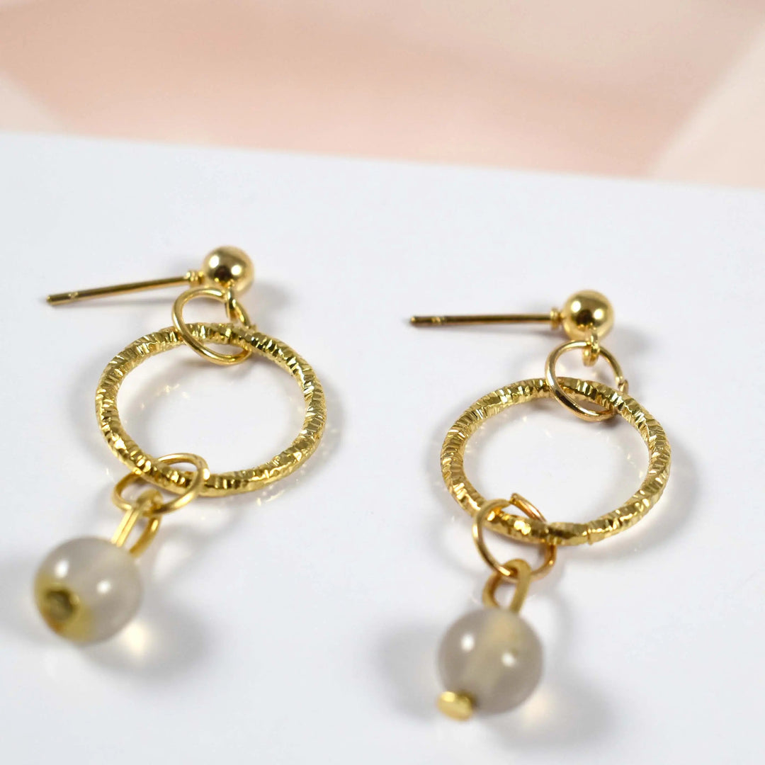 Margot Pearl Opal Crystal Round Drop Earrings - Salty Accessories