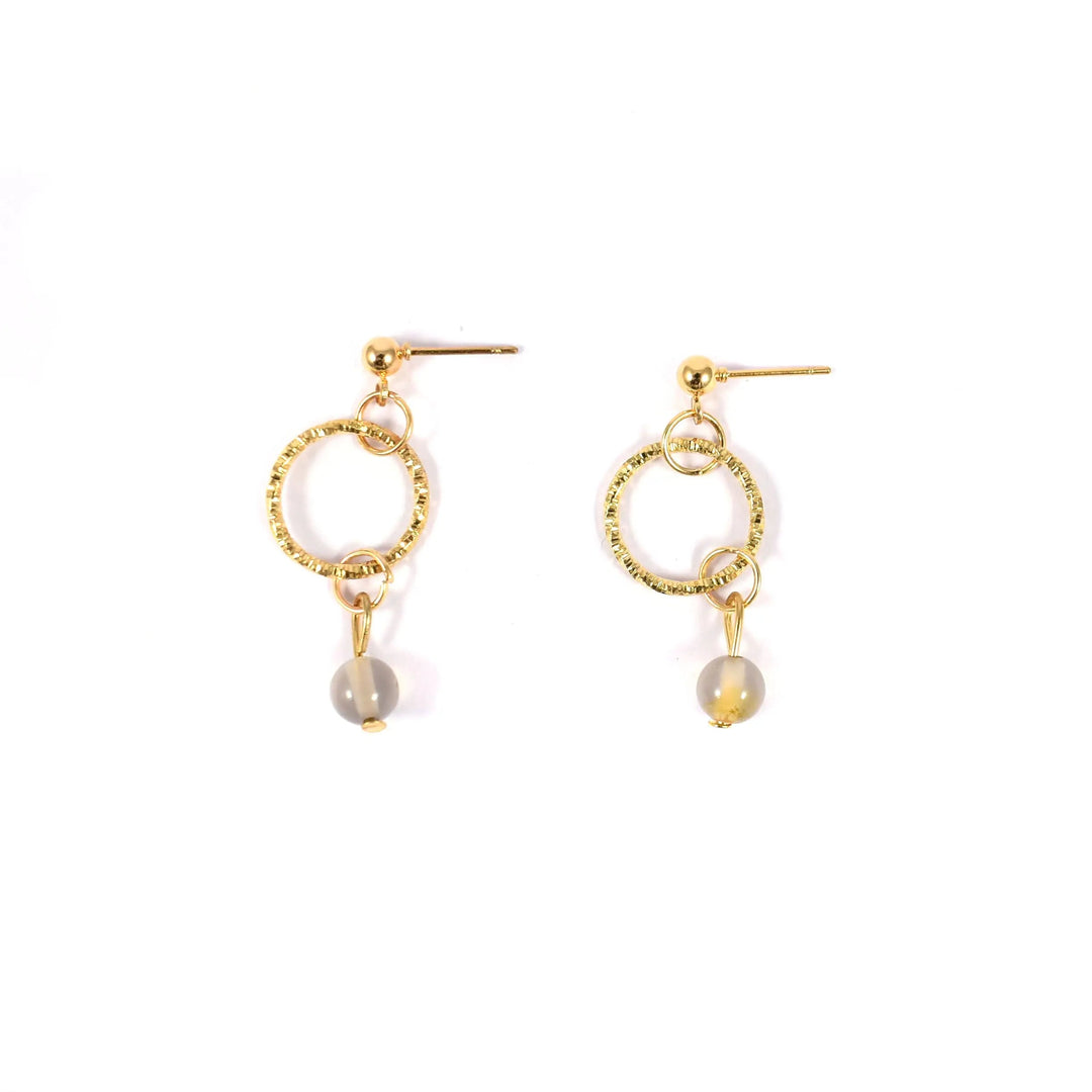 Margot Pearl Opal Crystal Round Drop Earrings - Salty Accessories