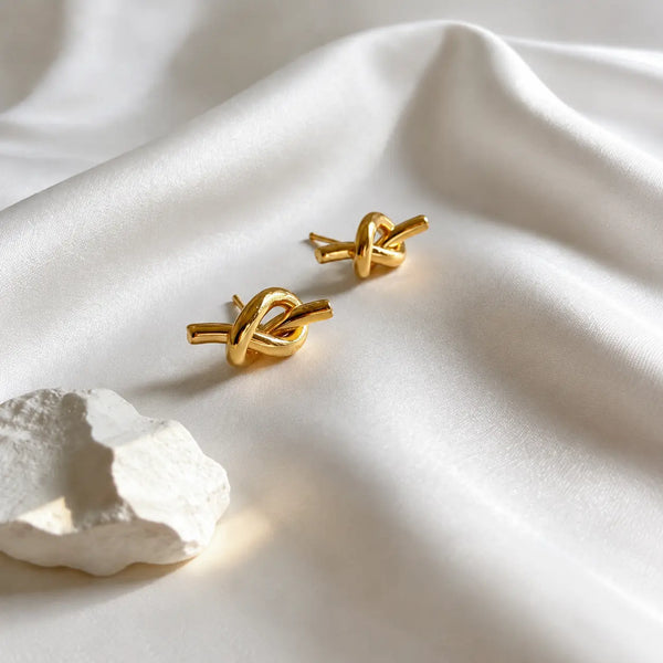 Mariner Knot Golden Stud Earrings
