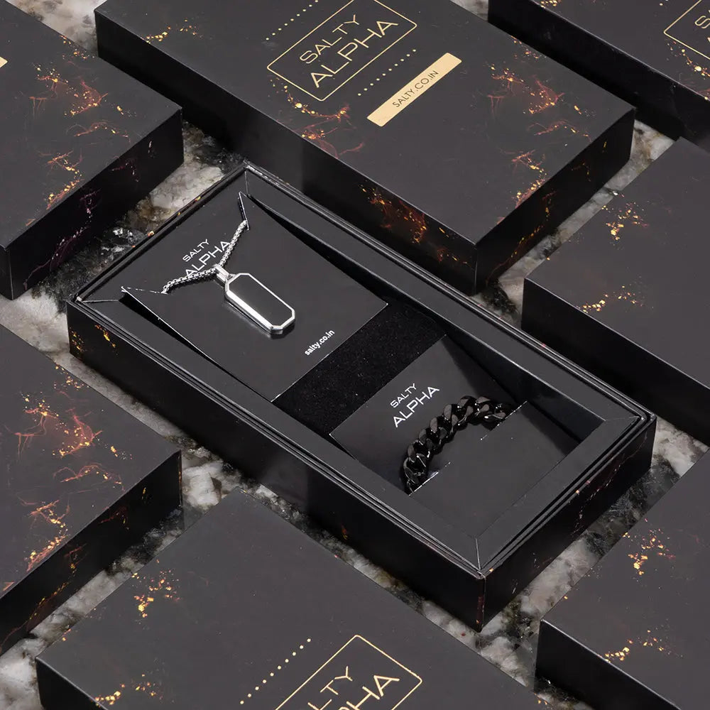 Matte Argent Symphony Mens Chain & Bracelet Set | Salty