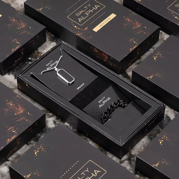 Matte Argent Symphony Mens Chain & Bracelet Set