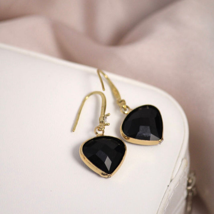 Matte Black Heart Earrings