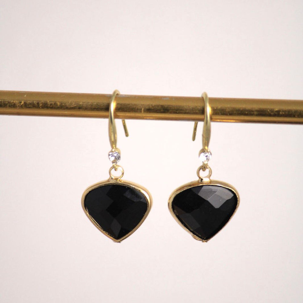 Matte Black Heart Earrings