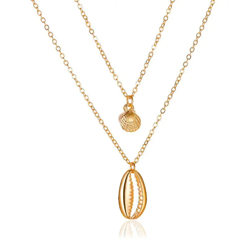 Metal Shell Double Layered Necklace - Salty Accessories