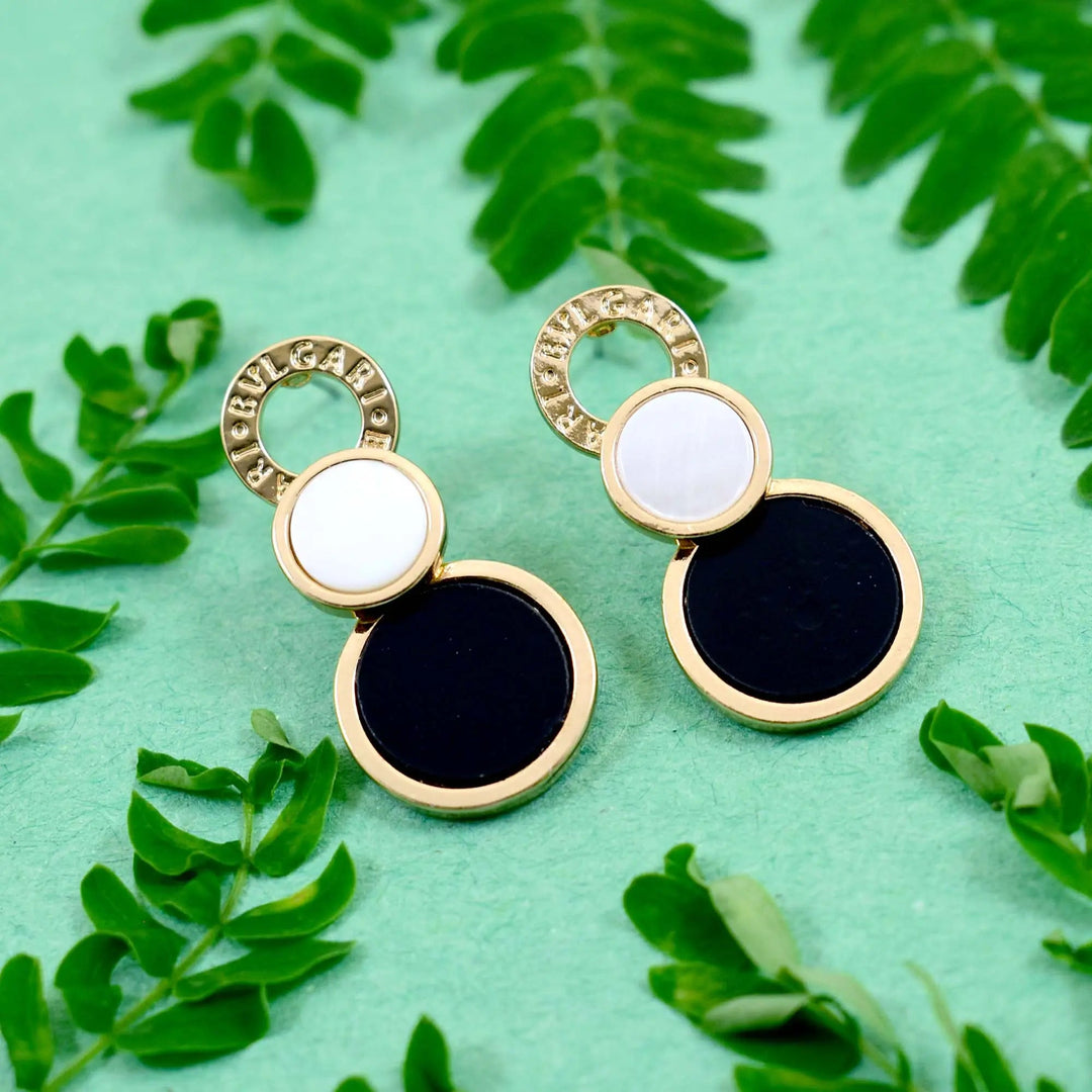 Metallic Black and White Circle Drops