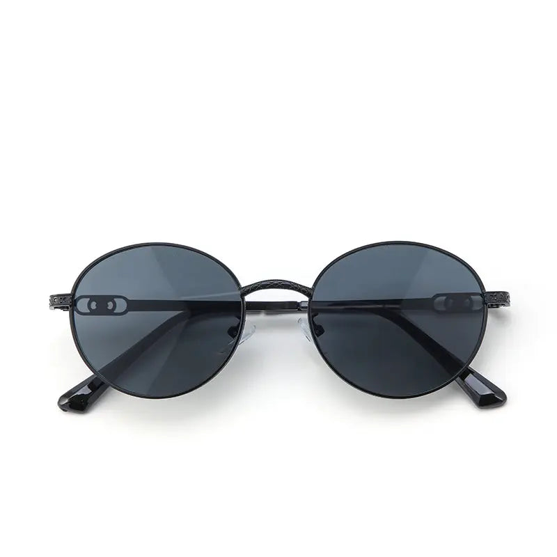 Midnight Luxe Round Shades – Black | Salty
