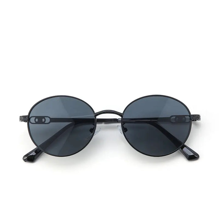 Midnight Luxe Round Shades – Black | Salty