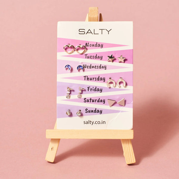 "Midnight" Weekly 7 Stud Earrings Set
