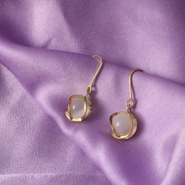 Milky Opal Minimal Earrings