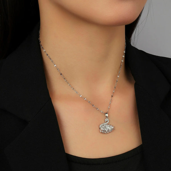 Millenia Dancing Swan Necklace - Silver