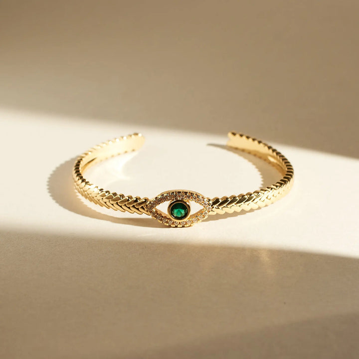 Minimal Evil Eye Cuff - Salty Accessories