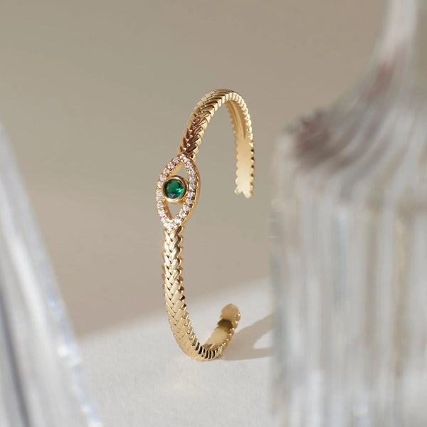 Minimal Evil Eye Cuff