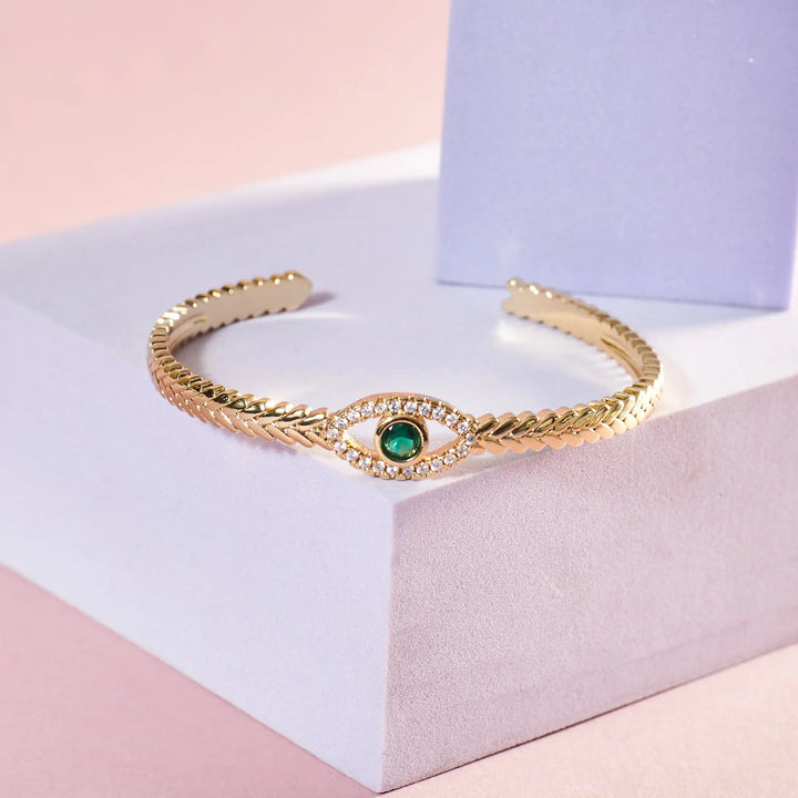 Minimal Evil Eye Cuff - Salty Accessories