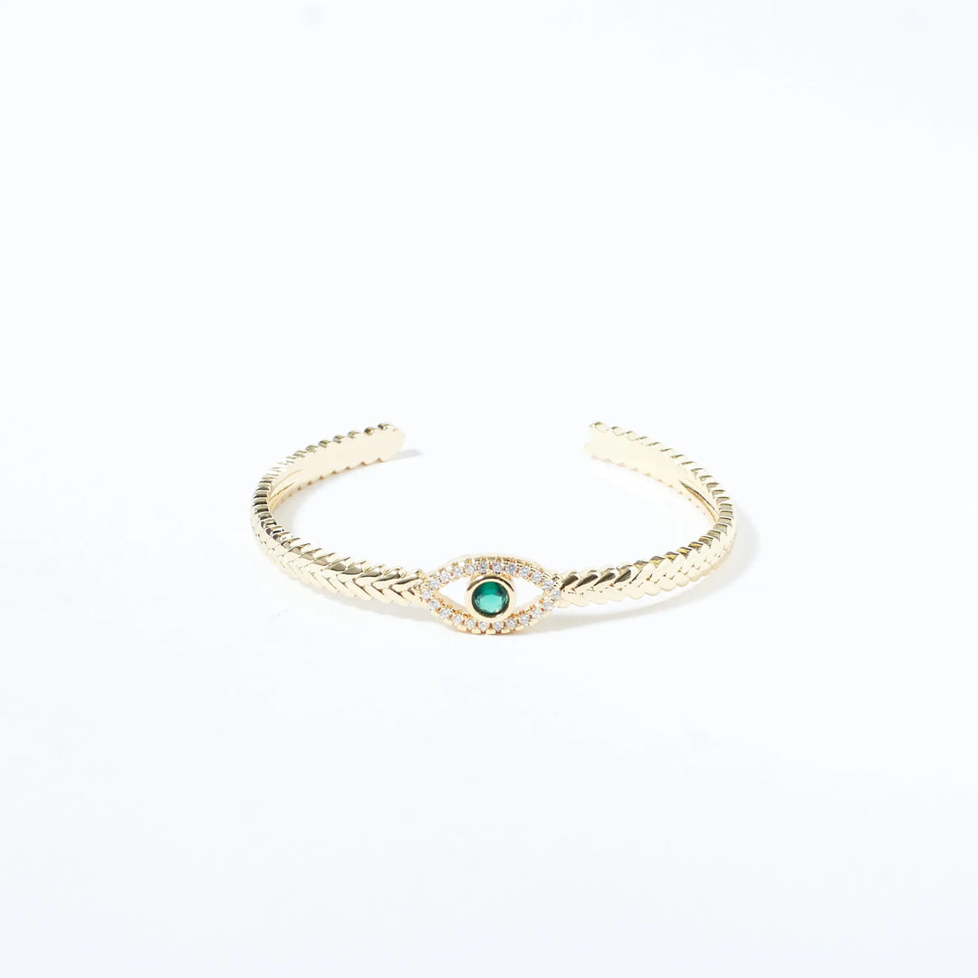 Minimal Evil Eye Cuff - Salty Accessories