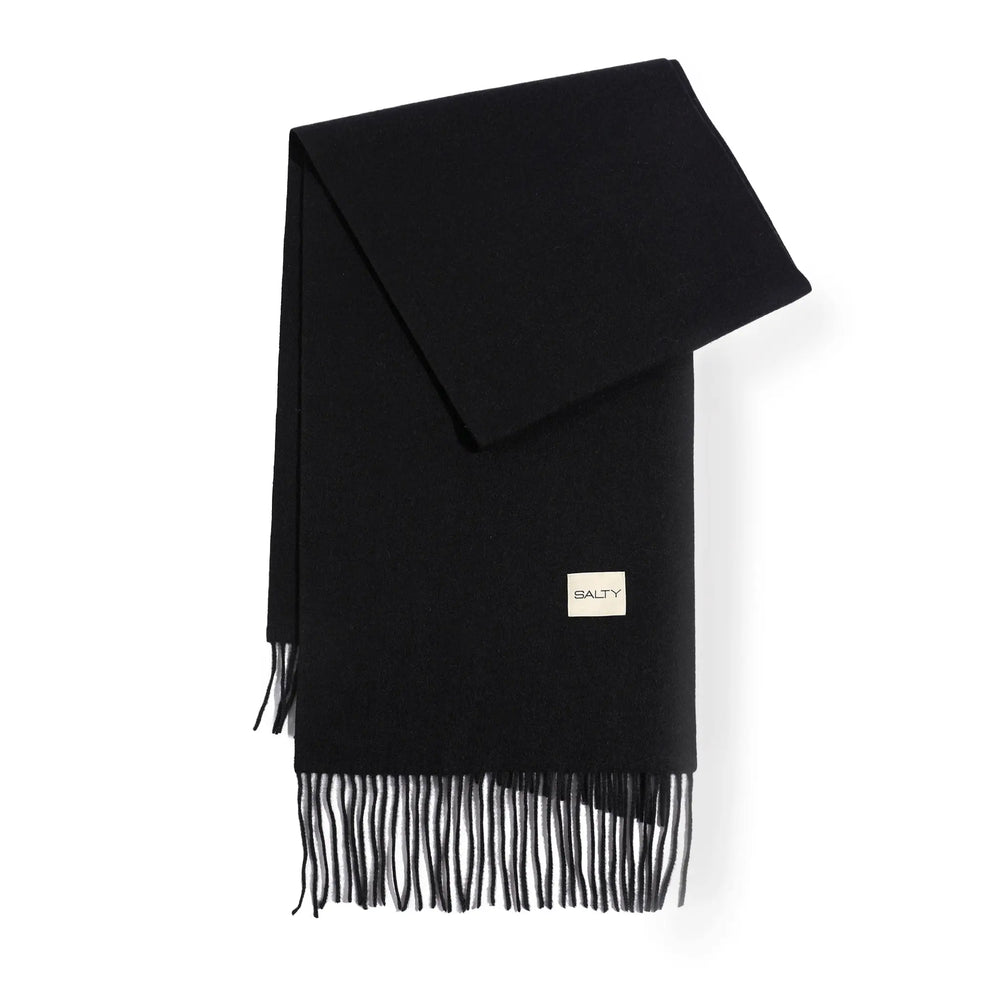 Minimal Solid Fringe Scarf - Black | Salty