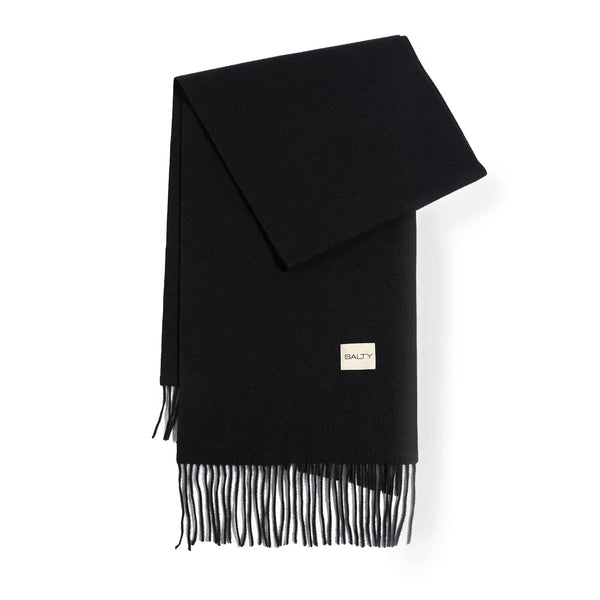 Minimal Solid Fringe Scarf for Her  - Black