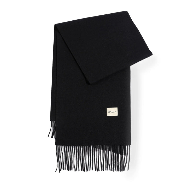 Minimal Solid Fringe Scarf - Black | Salty
