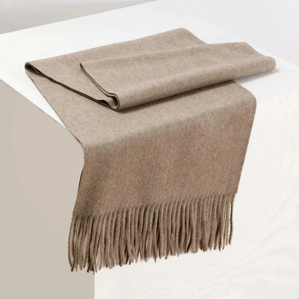 Minimal Solid Fringe Scarf for Her - Brown