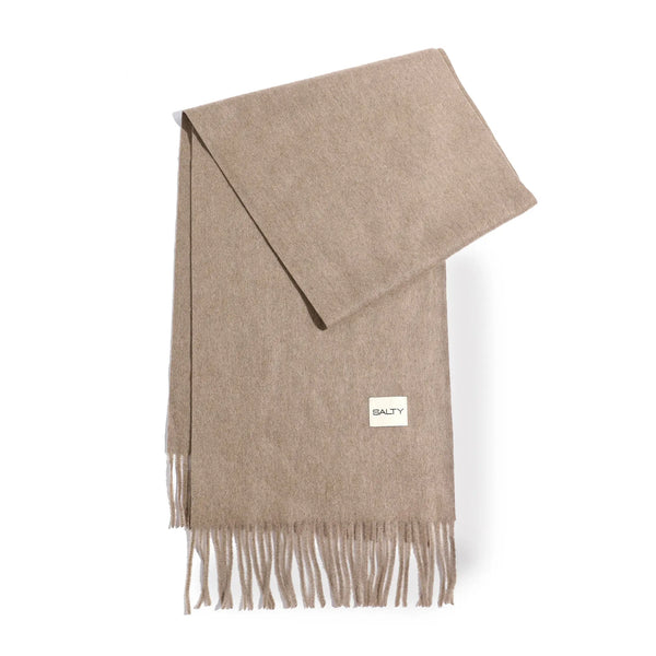 Minimal Solid Fringe Scarf for Her - Brown