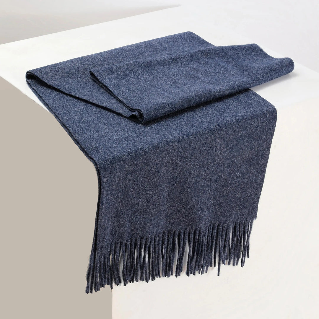 Minimal Solid Fringe Scarf for Her - Blue | Salty