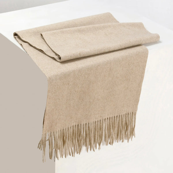 Minimal Solid Fringe Scarf for Her - Oatmeal