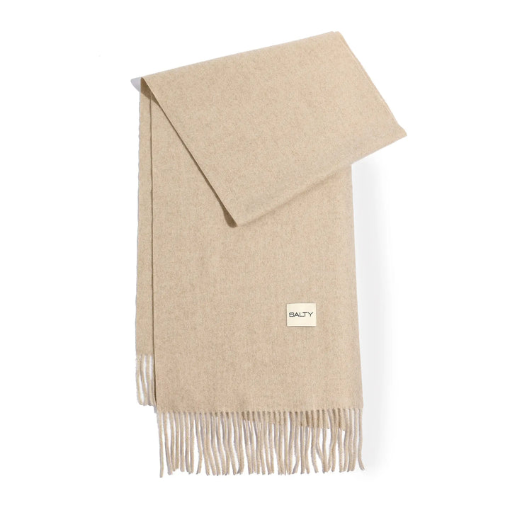 Minimal Solid Fringe Scarf for Her - Oatmeal | Salty