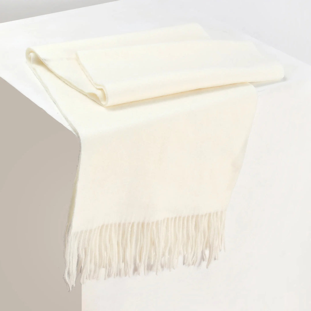 Minimal Solid Fringe Scarf forr Her - Off White | Salty