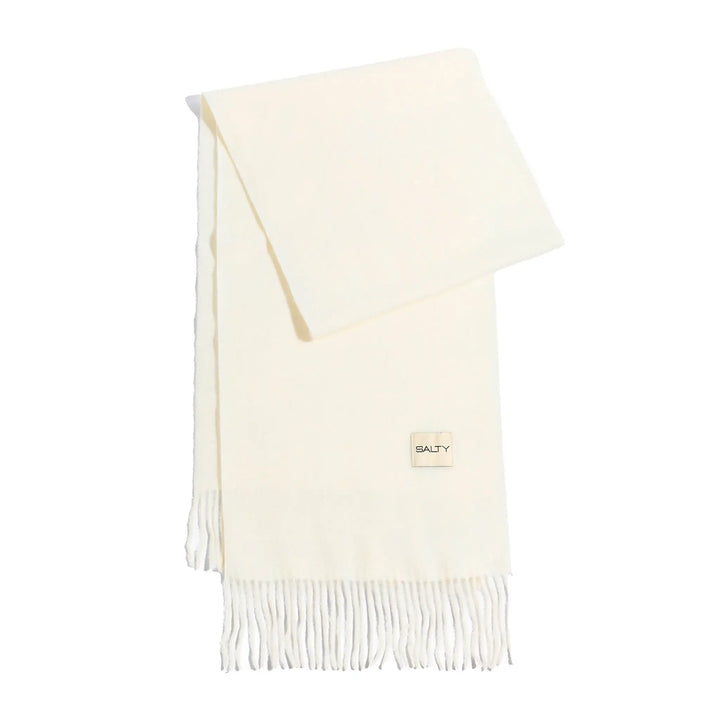 Minimal Solid Fringe Scarf forr Her - Off White | Salty
