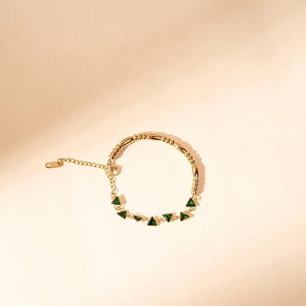 Minimal Triangular Link Bracelet - Green