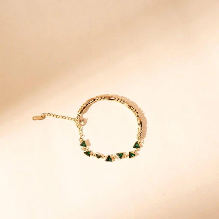 Minimal Triangular Link Bracelet - Green | Salty