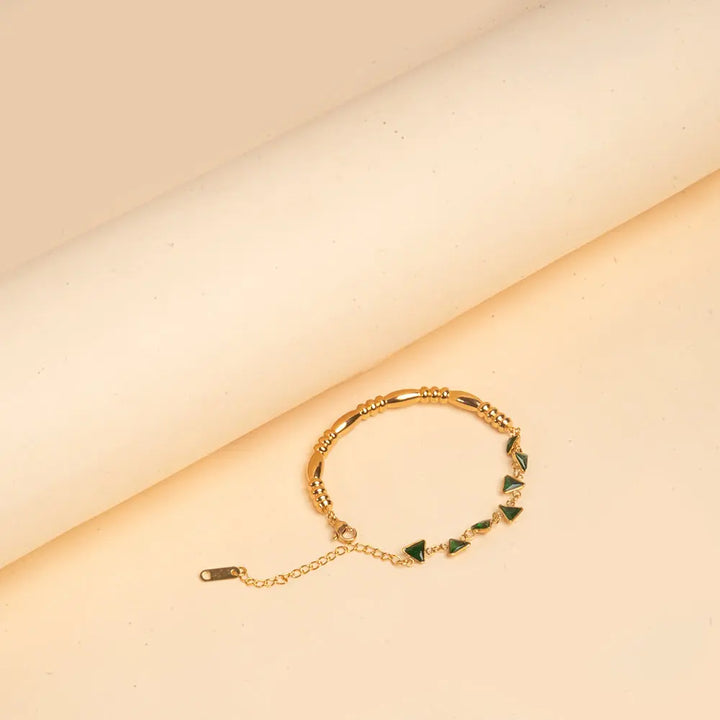 Minimal Triangular Link Bracelet - Green | Salty