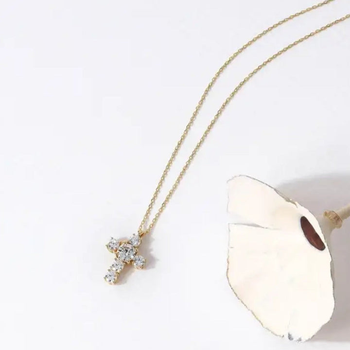 Minimal Golden diamond Cross - Salty Accessories