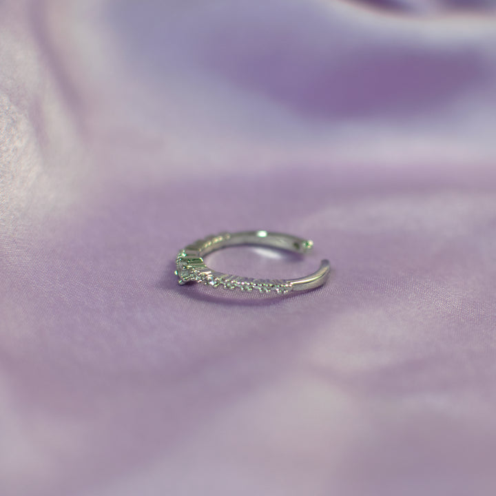 Minimal Silver Diamond Studed Ring